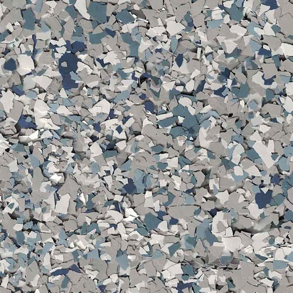 A textured surface with a mix of blue, gray, and white flakes, resembling a decorative stone or terrazzo floor pattern.