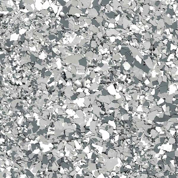 The image features a chaotic pattern of scattered, irregular gray and white flakes, creating a textured and abstract composition without any recognizable landmarks.